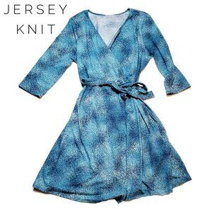 NEW w/ Tags Lularoe Michelle Wrap Dress Blue Teal Splatter Heathered NWT